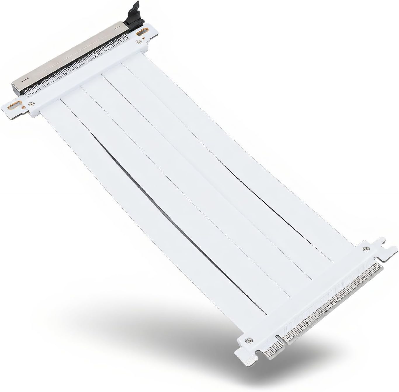 YUEHISY PCIE 5.0 Riser Cable, RTX4090 RX8900 GPU Extension Riser, 200mm 5.0 X16 High Speed GPU Riser Card Cable, 128Gbps Speed, Plug and Play, White (White)
