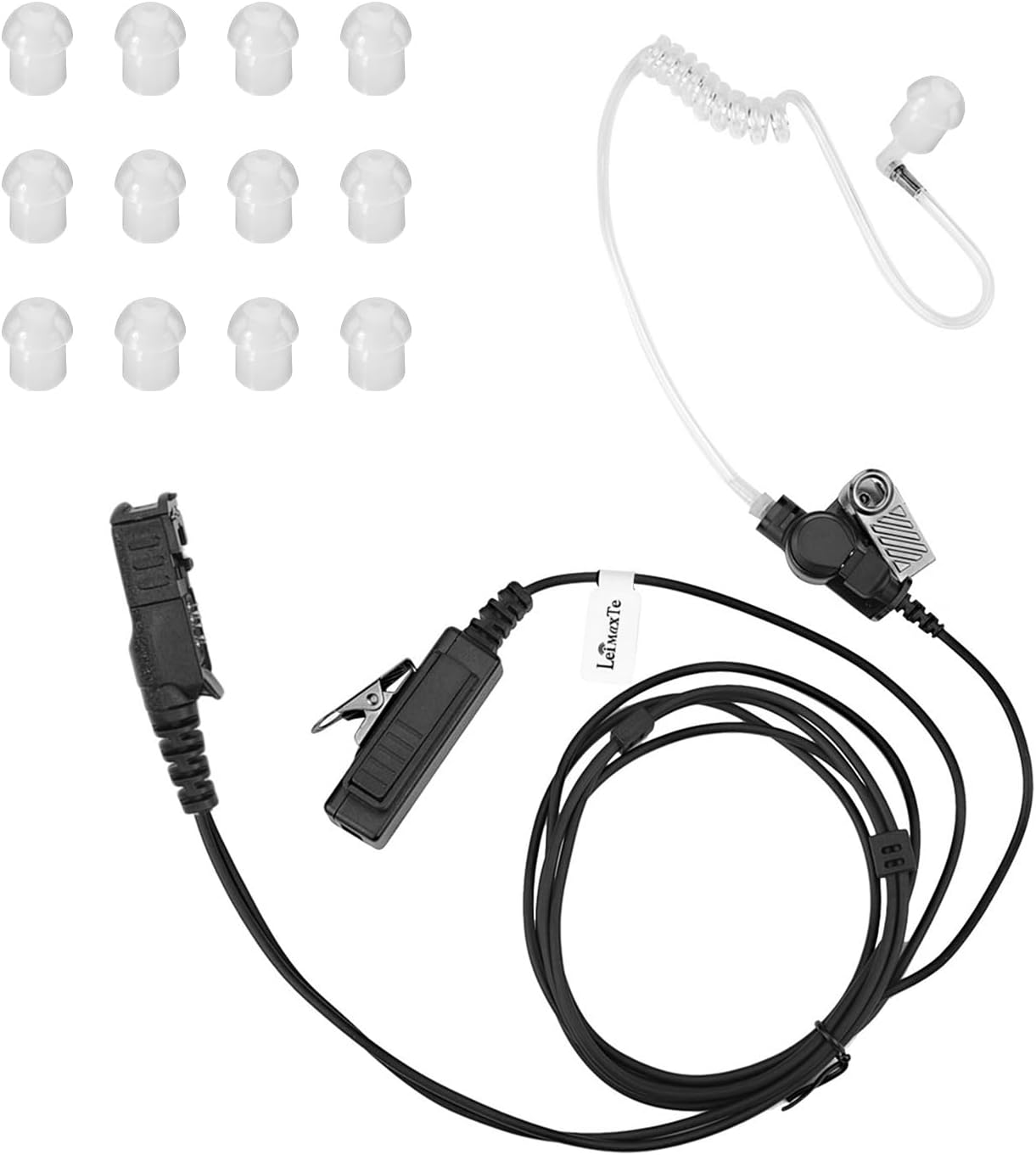 XPR 3500e XPR 3300e Earpiece for Motorola Radio XPR3500 XPR3000 XPR3300 with Mic PTT Walkie Talkie Headset Security Acoustic Tube Surveillance Headphone with 12 Earbuds