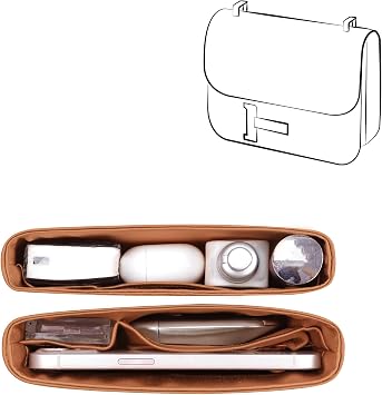 Constance BagInsert Organizer For Hermes24doublegusset,Gold | Premium Silk Material,Smooth Touch,zipper,protect from scratches & stains