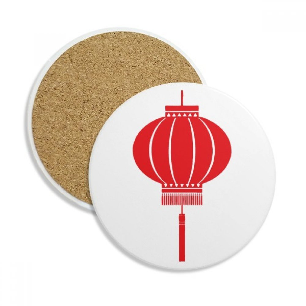Coaster en céramique lanterne rouge chinoise sous-verre absorbant pour tasse