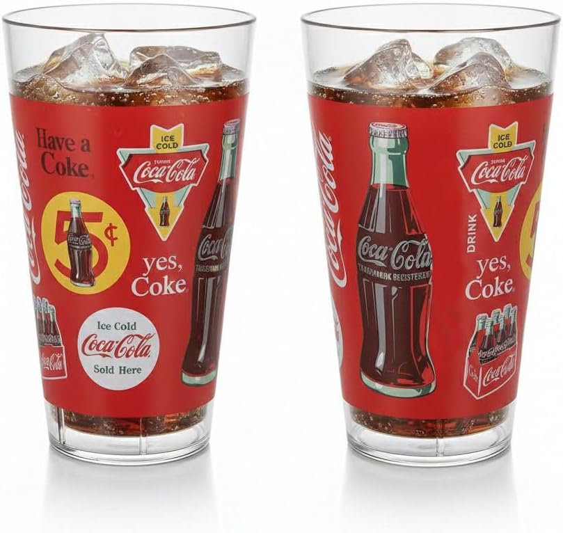 24oz Tumbler Featuring Vintage CocaCola Retro Cup – Classic Ice Cold Coke Artwork,Cola Fan Collectors, Break Resistant, Durable Soda Tumblers - Single 24oz Cup - Made