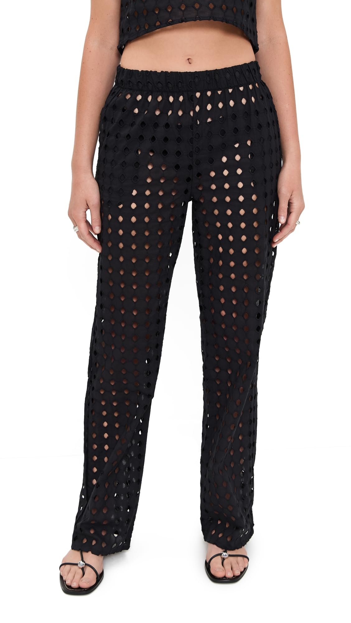 LE BOP Womens Eyelet Odette Pants