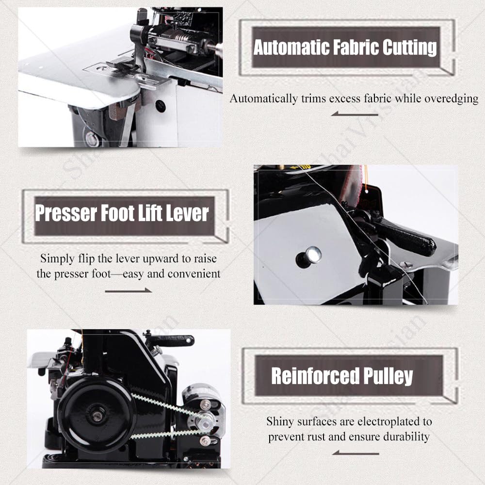 Máquina De Coser Remalladora,Máquina Overlock De Alta Resistencia,3000 Puntadas/Min,Corte Automático De Tela,Marco De Metal,para Mezclilla,Lona,Tapicería Y Cuero Blue
