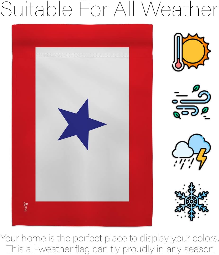 Blue Star House Flag - Armed Forces Service All Branches Support Honor United State American Military Veteran Official - Decoration Banner Small Garden Yard Gift Double-Sided Made in USA 28 X 40