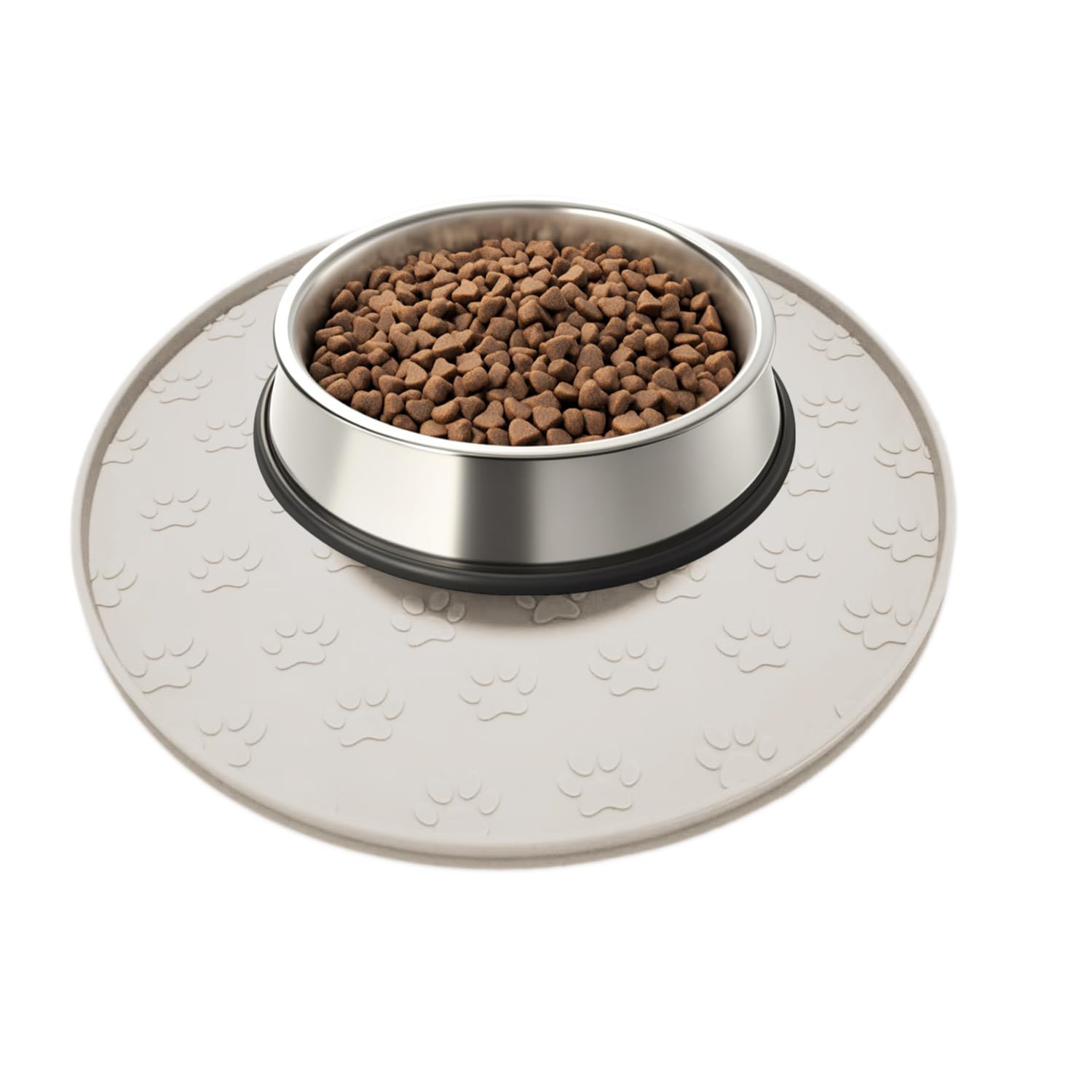Silicone Pet Feeding Mat, Non-Slip Dog Bowl Mat, Cat Food Mat, Waterproof Tray (1Pack Beige, 28x28 CM) — image 1