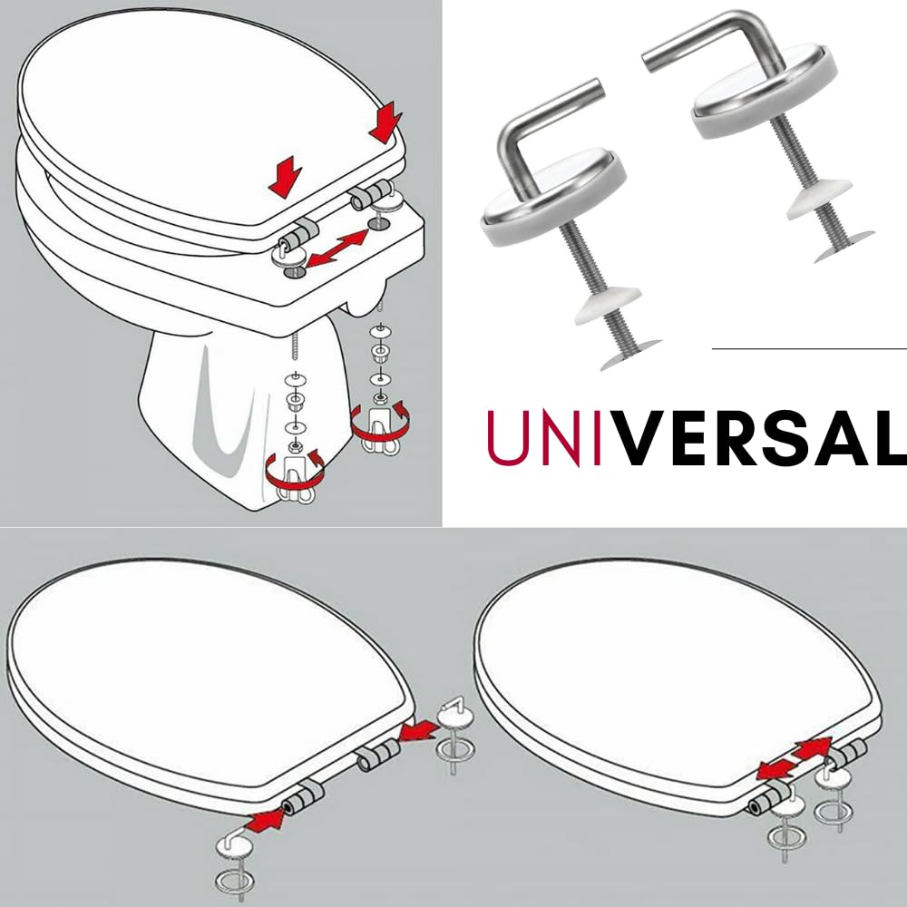 Schläfer - 2 Kit de Bisagras para Asiento de Inodoro, Bisagras de Repuesto de Acero Inoxidable 453810 para Asientos de Inodoro, Par de bisagras para tapa de inodoro universales de metal.