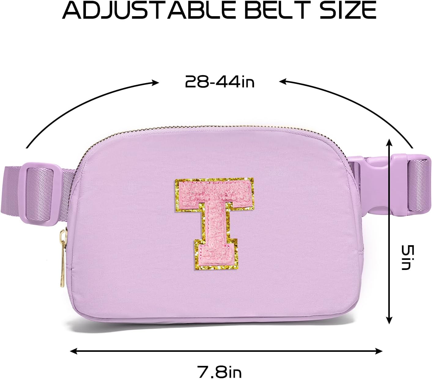 Gitus Initial Belt Bag Fanny Pack Crossbody Bag for Girls Birthday Gifts Age 8-10 Teen Girl Gifts Trend Stuff Personalized Letter Gifts for Daughter Sister (Lavender-T) - Image 3