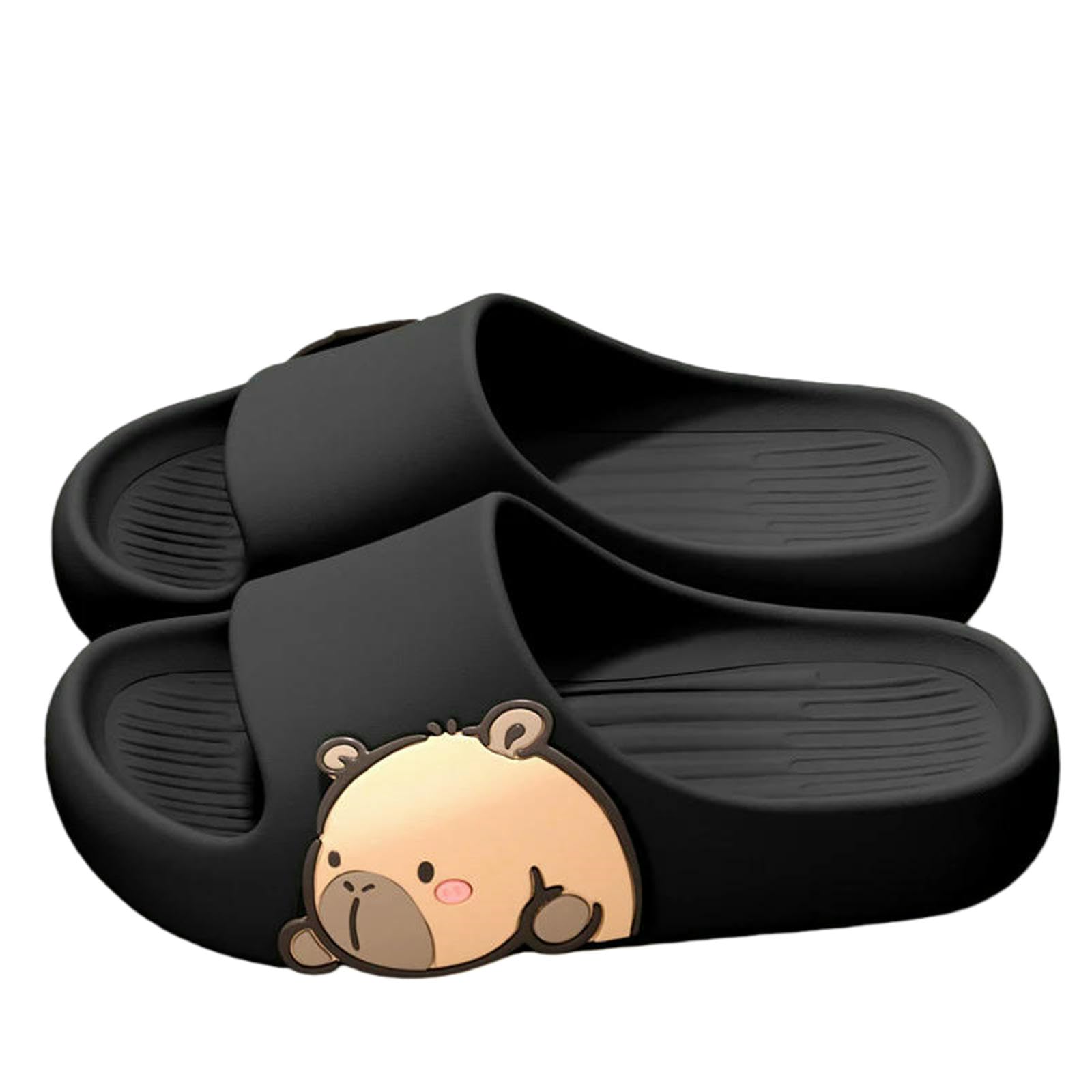 Gyios Summer Slippers Women's Sandals And Slippers, With Thick Soles Quick Drying Onthe Outside, Indoor Soft Bathroom-black-40-41