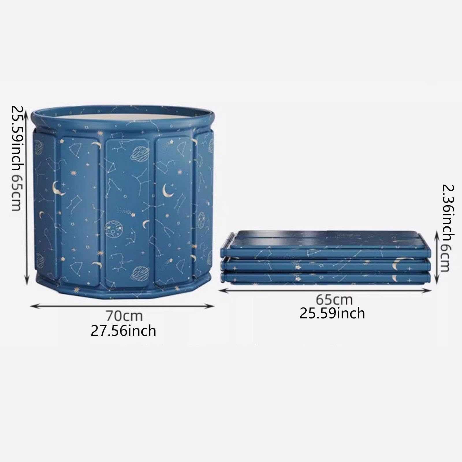 Vasca da bagno pieghevole portatile, ideale per viaggi, in PVC, diametro 60 cm, altezza 65 cm