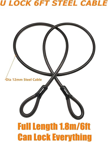 Miniatura 4 de Candado en U para bicicleta, resistente antirrobo en U con cable de acero de 6 pies, 4 dígitos combinación tipo U cerradura con soporte de montaje