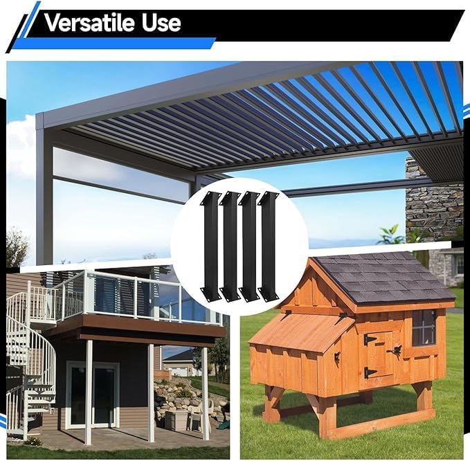 Soportes de Ángulo de 45 Grados, Kit Conector de Acero Resistente para Pérgolas y Gazebo – con Recubrimiento en Polvo Negro (2 piezas) miniatura 5