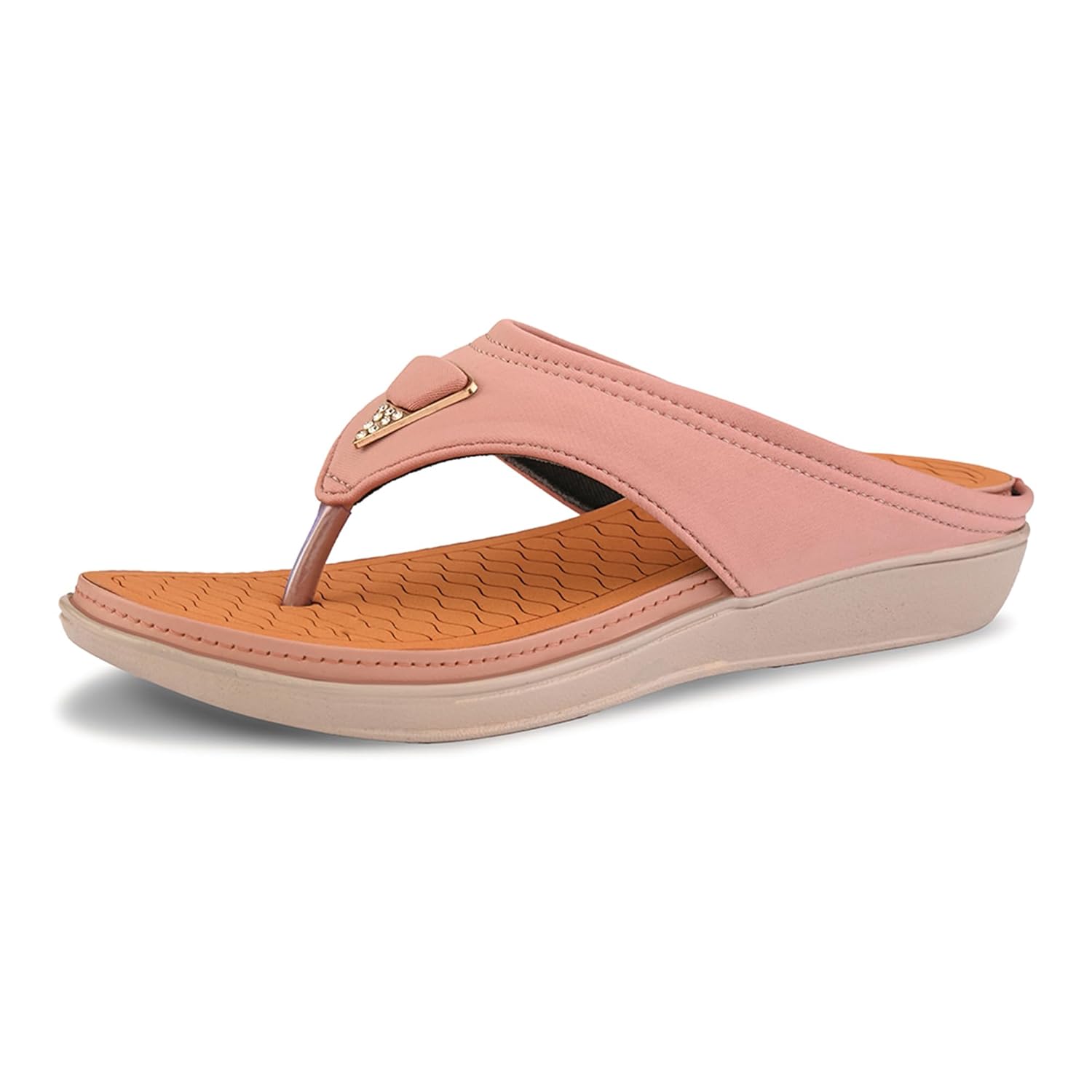 Centrino Women’s Platform Thong Sandals | Stylish Low Wedge Flip-Flops with Rose Gold Triangle Accent | Soft Cushioned Footbed with Arch Support | Lightweight Casual Slip-On Sandals (9314)