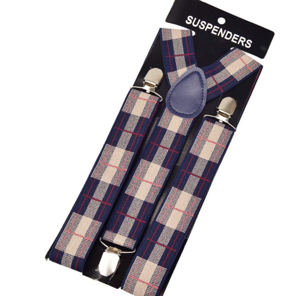 YMXBSBD Braces 120Cm Mens Women Suspender 3.5Cm Patchwork Suspenders Clip-On Y-Back Gray Braces Elastic 100Cm 110Cm