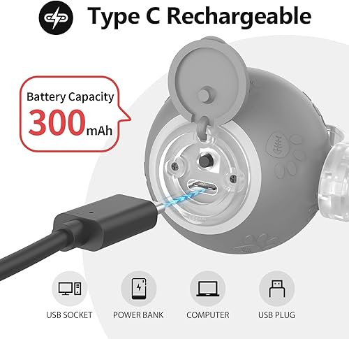 Miniatura 7 de Juguetes interactivos para gatos, juguete de movimiento automático para gatos adultos aburridos de interior, juguetes para gatos de rodamiento