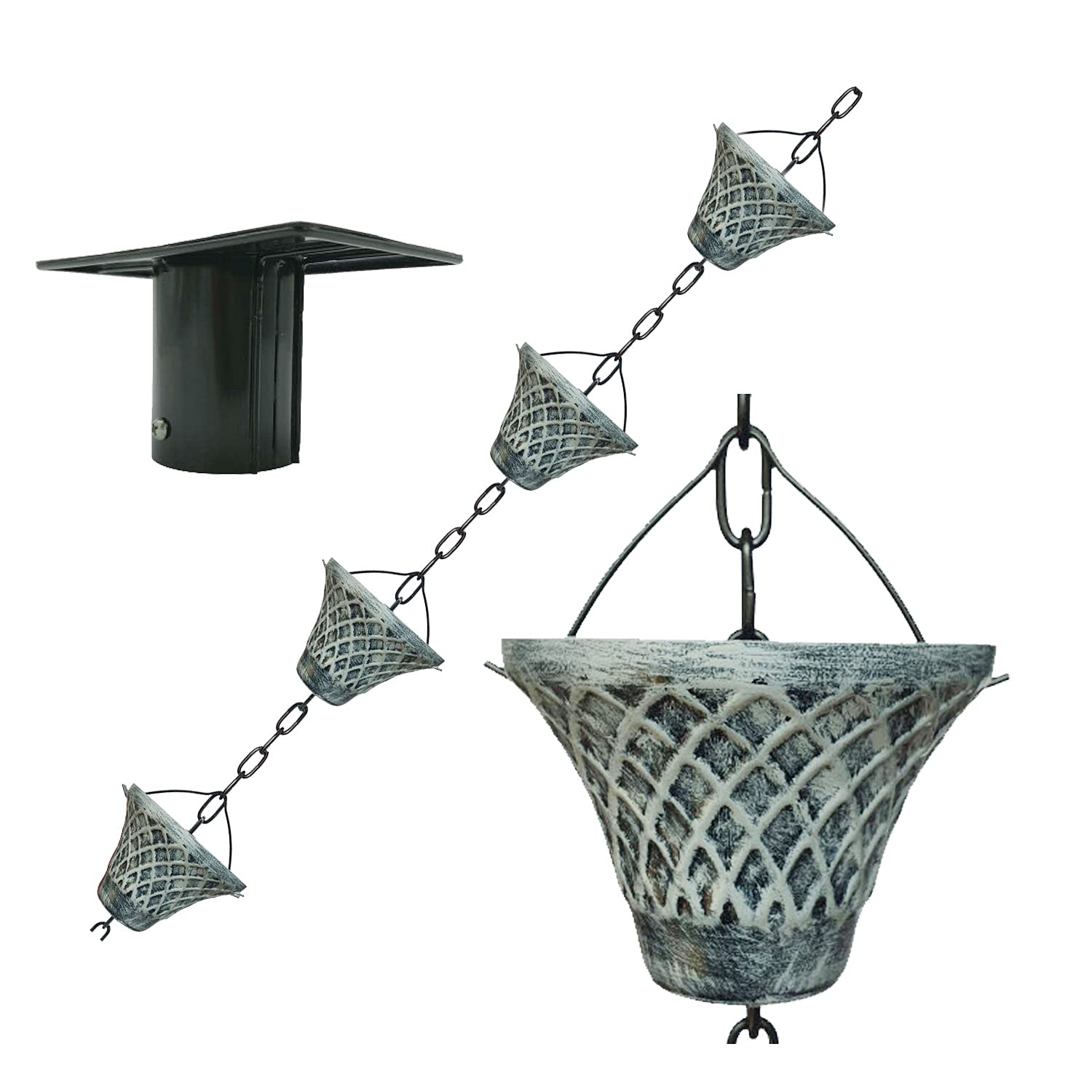 Buy The Original Bell 8.5FT Antique Gray Rain Chains for Drain Gutter