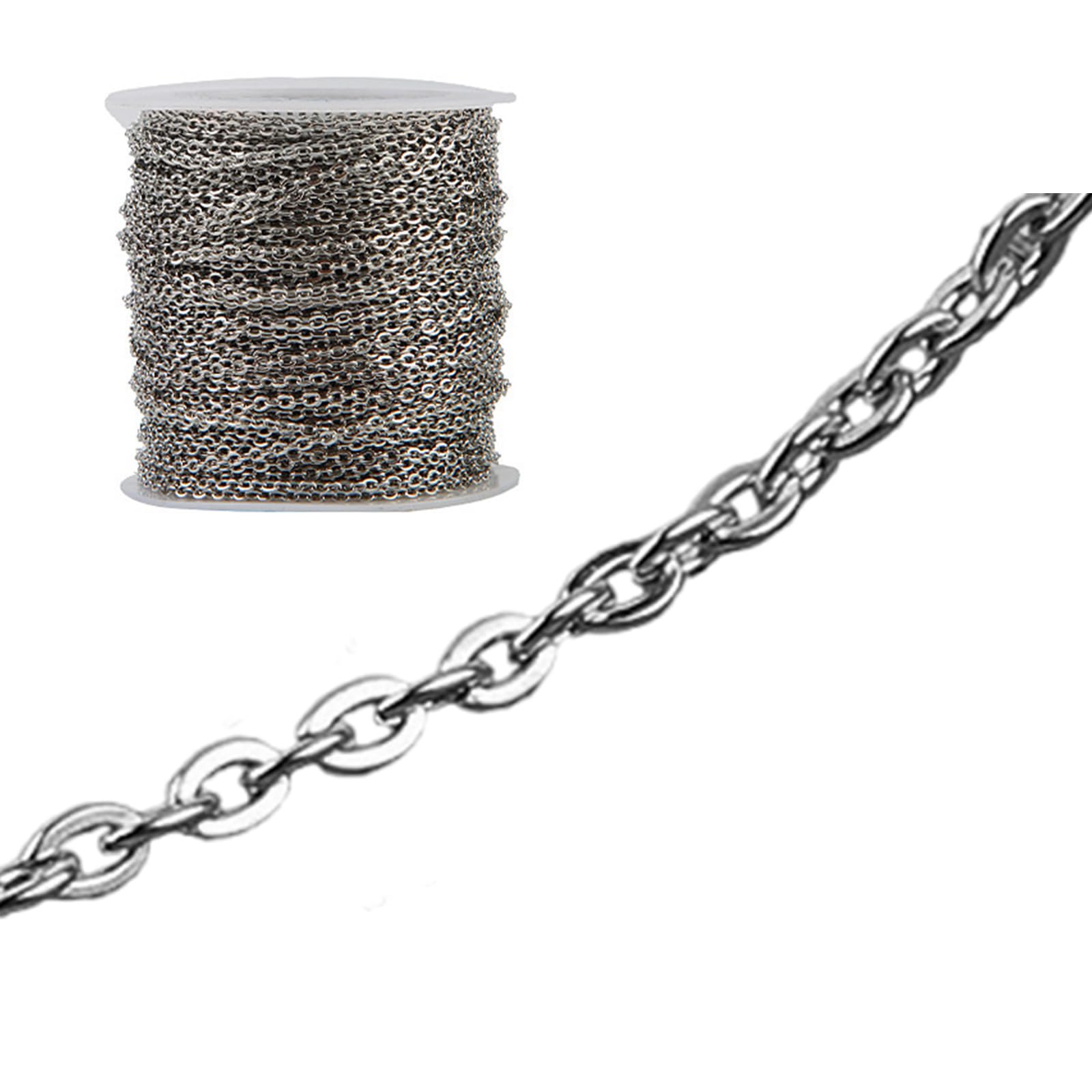Catena a maglia in acciaio inox color argento dorato, lunghezza 1,8 m, per la creazione di gioielli da donna, portachiavi, 0,25-1 mm, oro