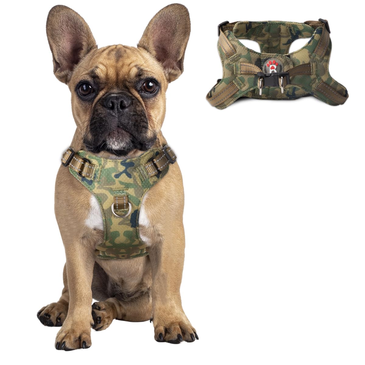 Dog Harness Step in Dog Vest Harness, Reflective Adjustable Puppy No Pull Harness Breathable Soft for Small and Medium Dogs Cats, Camo, S