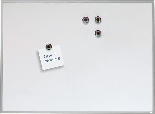Nobo - Petit Tableau Magnétique avec Cadre en Aluminium, Effaçable à Sec, Maison/Bureau, 585 x 430 mm, Fixations Murales / Marqueurs / Aimants / Effaceur Inclus, Blanc, 1903777 - 2