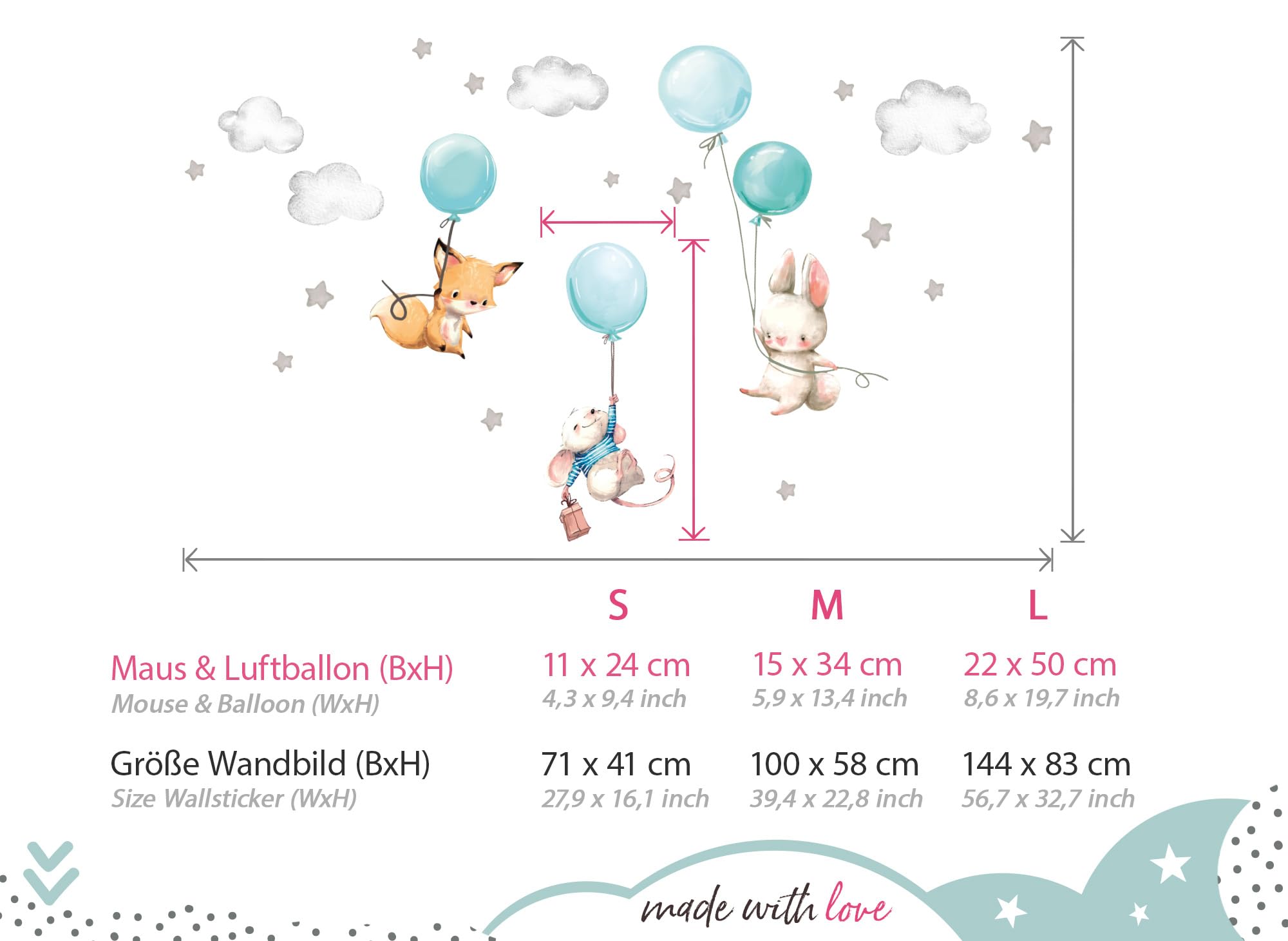 Adesivo Da Parete Per Bambini – Arcobaleno E Cuori, Rimovibile Senza Residui, Made In Germany – Decorazione Cameretta - copertina