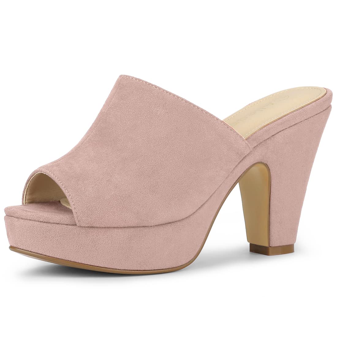 Allegra K Women's Open Toe Platform Chunky Heel Slides Sandals