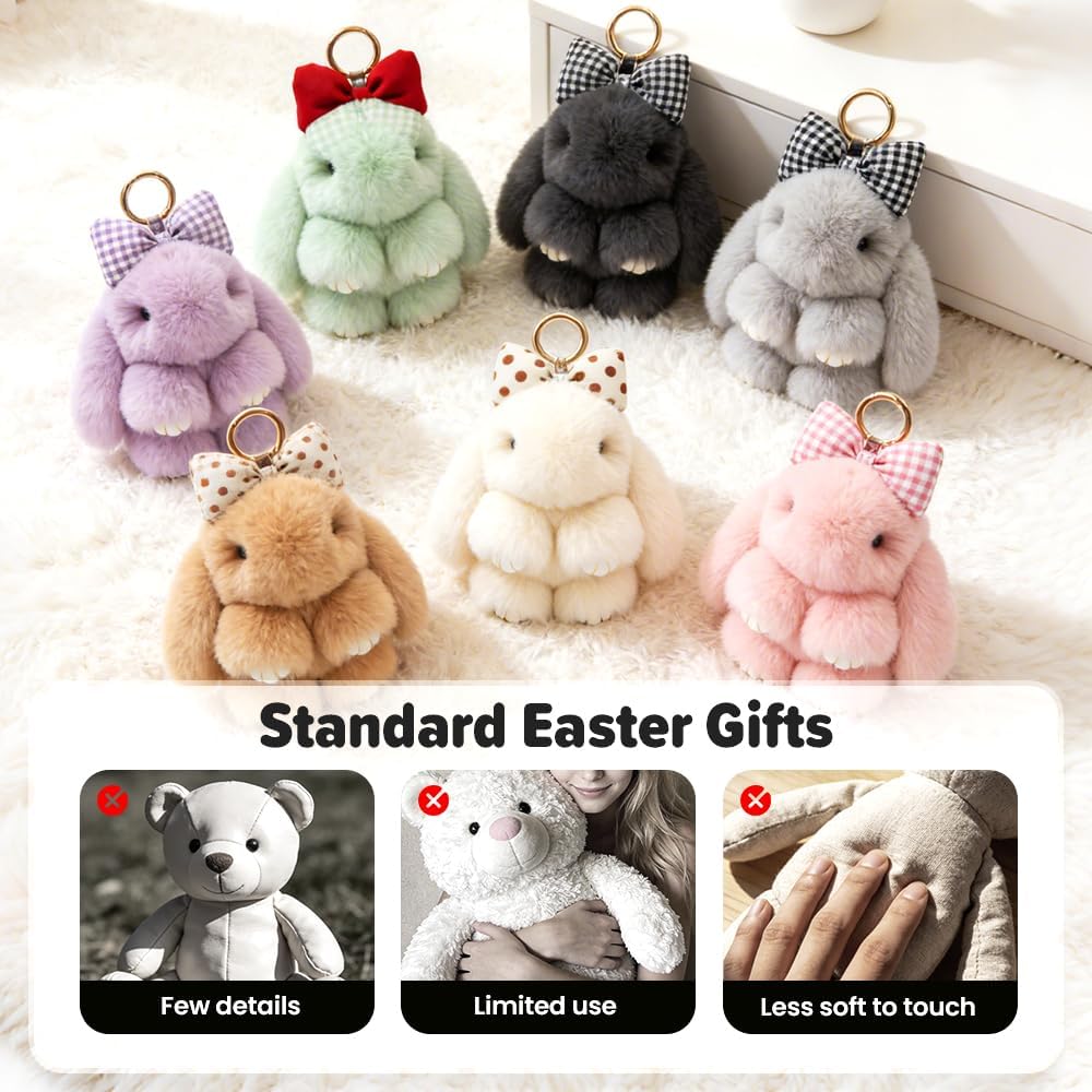 Bunny Keychain With Tin Box, Lulu Keychain Charm Bao Rabbit Pompom For Bags, Easter Girls Women Gift — view 2