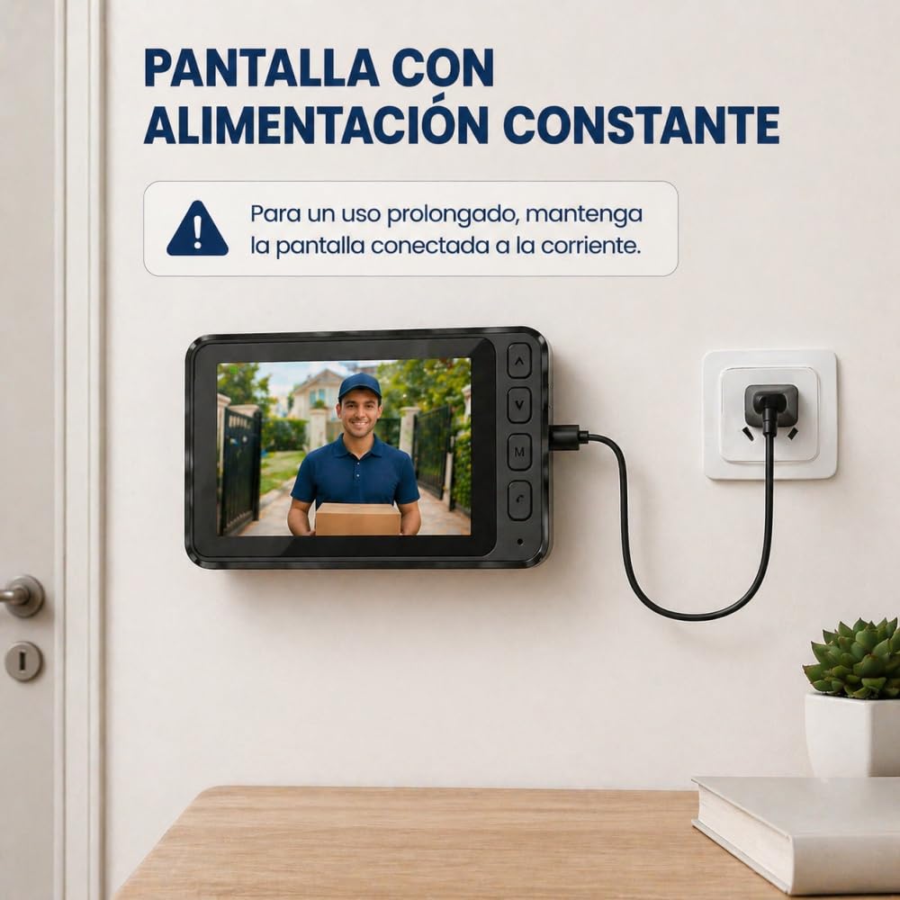 TKMARS Timbre con Cámara Exterior, Videoportero, Visión Nocturna Infrarroja, Timbre Inalámbrico Exterior Impermeable con Pantalla IPS de 4,5 Pulgadas, Sin WiFi (Negro)