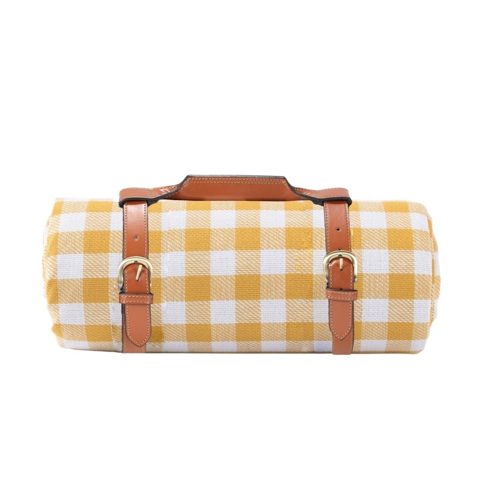 Coperta da picnic extra large, tappetino spiaggia pieghevole impermeabile | Tappetino da esterno Atile for campeggio, parco, erba e uso interno(Yellow White Grids,200cm*200cm)