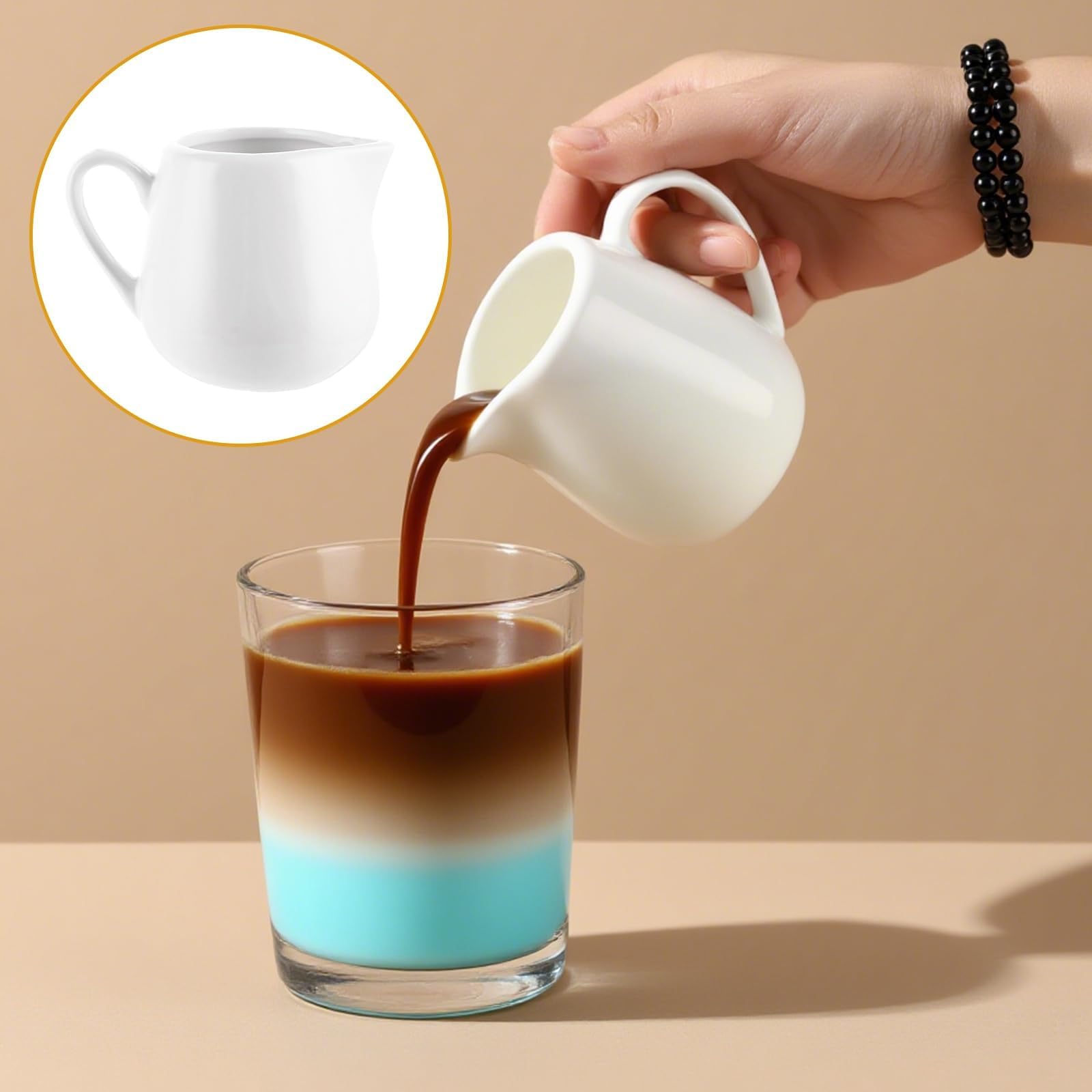 Milchkännchen Porzellan, 8 Stück Milchkännchen Weiß 240ml Milchkännche Großes Milchkanne Espressogießer, Schaumkännchen Groß Espressokanne für Kaffee, Milch, Saucen, Cafe, Küche