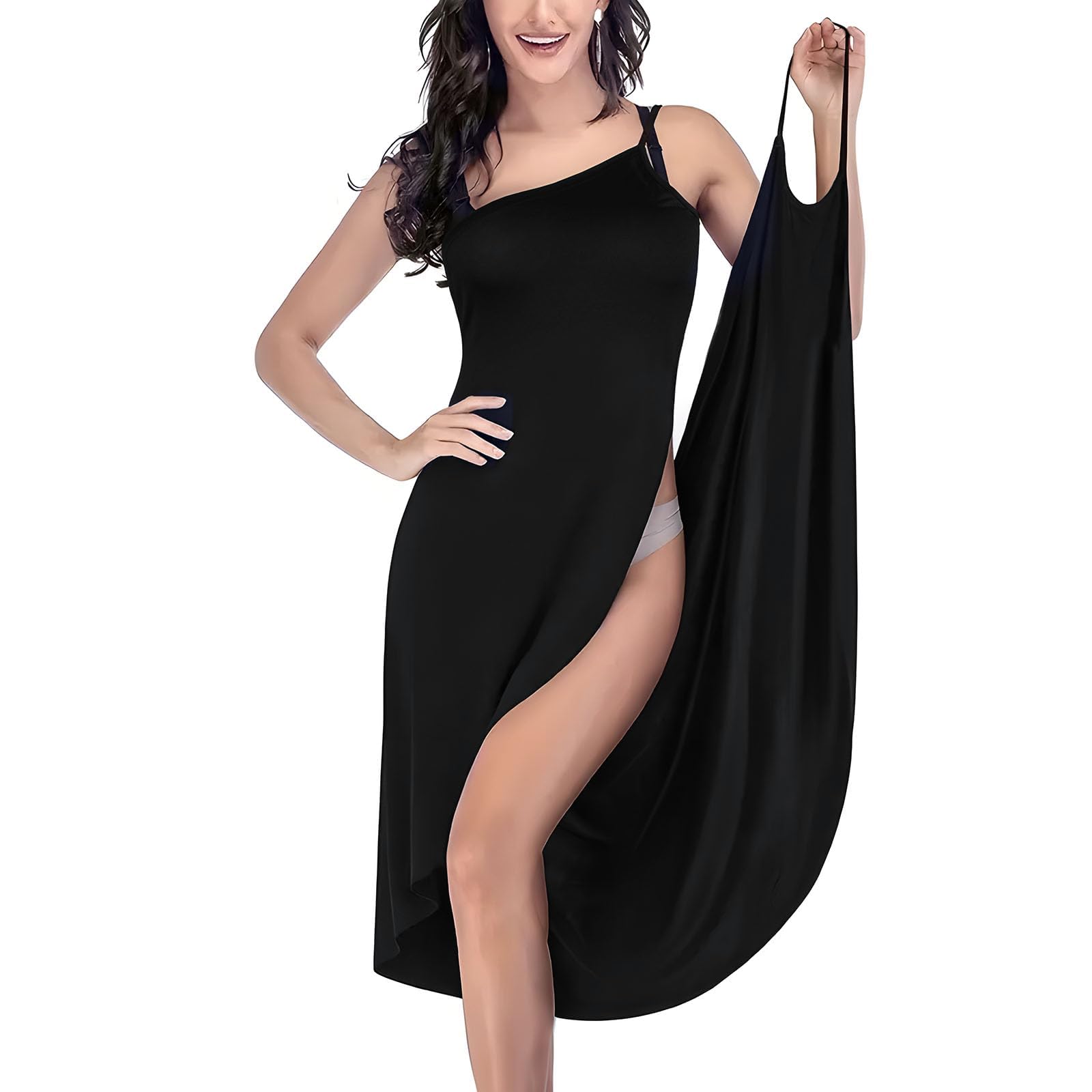 Aomig Women's Beach Dresses, Summer Bikini Swimsuits, Cover Ups Sleeveless Wrap Skirt, Long Dress, Beach Swimming Dress with Spaghetti Straps, Loose Casual Cover, Large Format