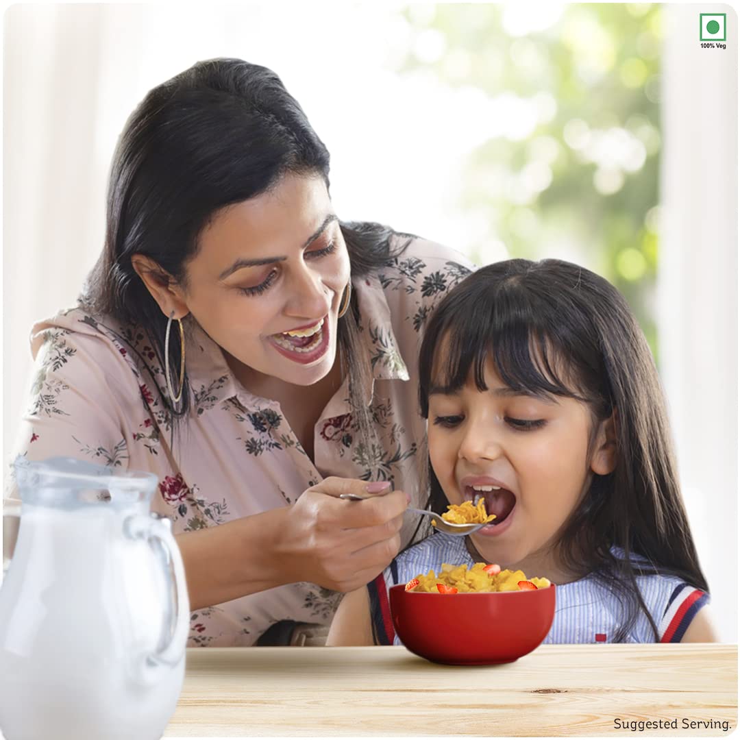 Kellogg's Corn Flakes with Real Strawberry Pure | High in Iron, Vitamins B1, B2, B3, B6, C | Corn Flakes, Breakfast Cereal | Naturally Cholestrol Free , 300g / 345g (Weight May Vary)