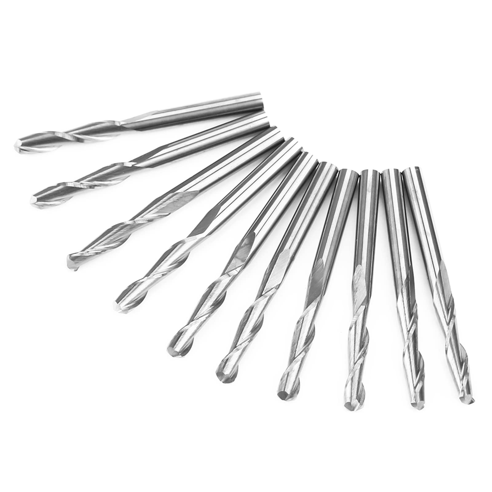 10 szt. Frez z końcówką kulową Podwójny flet Węglikowe bity CNC do cięcia Grawerowanie 3,175 x 17 mm
