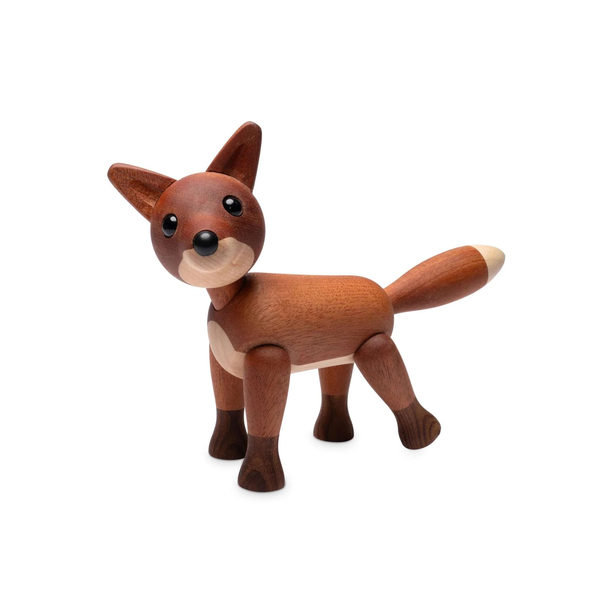 Spring Copenhagen Foxy - Elegante figura de madera de zorro | Figura de madera | 12 x 18,5 x 5,5 cm | Decoración del hogar | Madera (caoba FSC, arce, fresno térmico) | Colección de figuras de madera |