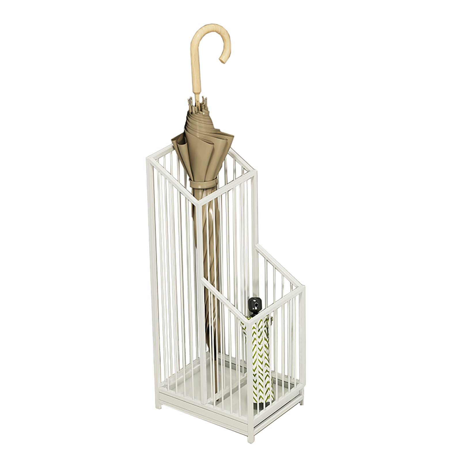 Porte-parapluies moderne en fer blanc rectangulaire à 2 niveaux pour entrée