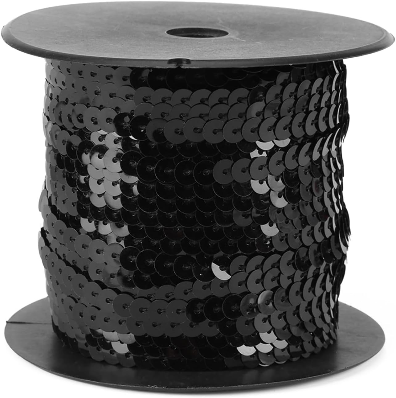 Metallic Shiny Trim, Roll of Sequins Line DIY 100 Yards 6mm Shiny Trim Sewing Strings Flat Round Sequins Line Accessory, Sequin String Ribbon Roll (Black), AILOOCEDIr3aoi85pb2-03