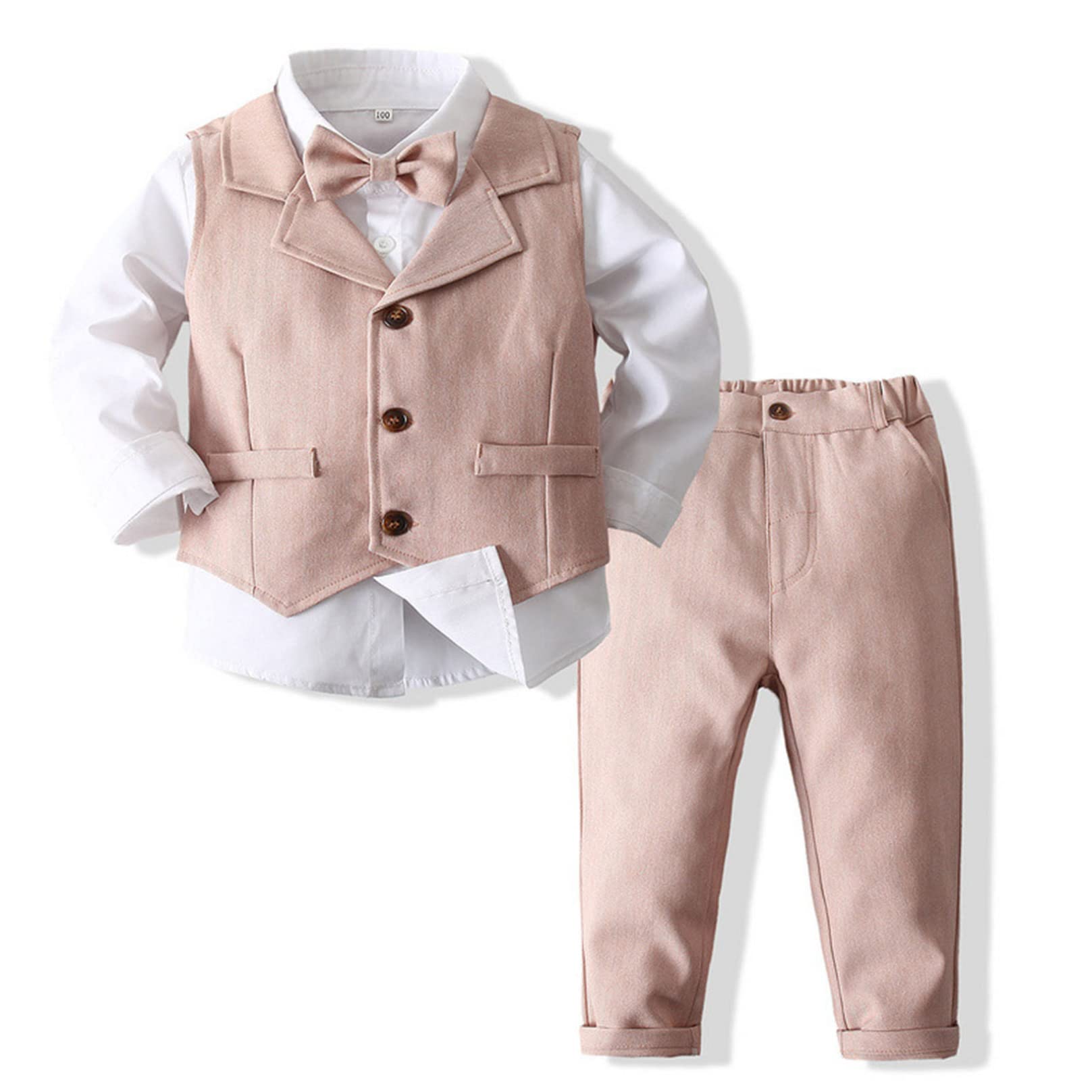 Agoky Baby Jungen Festlich Anzug Set Zweiteiler Gentleman Sakko Smoking Hemd Weste Hose Fliege Party Hochzeit Outfits