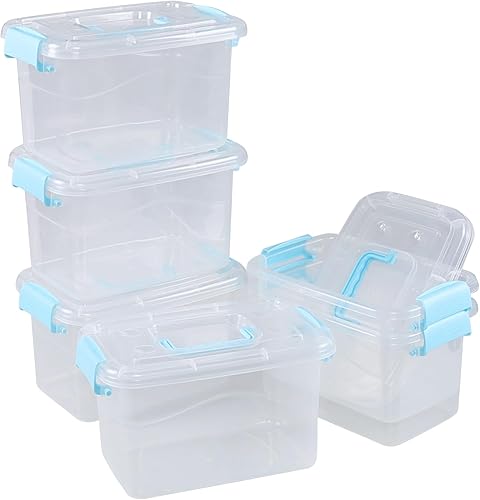 Miniatura 7 de Cajas de almacenamiento de plástico de 5 cuartos de galón con tapas, paquete de 6 cajas de almacenamiento transparentes con asa