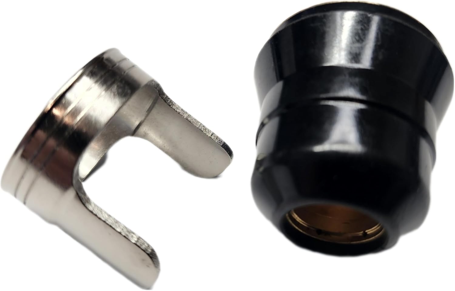 2-piece kit compatible with Harbor Freight Titanium 65 Amp Plasma Cutter 56255 1-piece Retaining cap and 1-piece double pointed spacer.