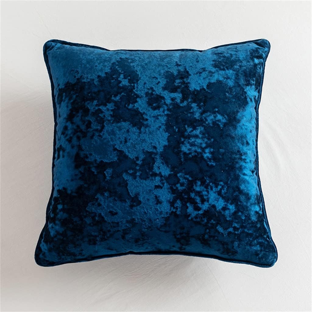 HBJWOV Cushion Cover 45x45cm/60x60cm Navy Goldish Ice Plush Solid Pillow Fringed Home Decorative for Sofa Bed Chair(C)
