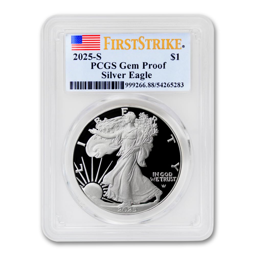 2025 S 1 oz American Silver Eagle Proof Coin Gem Proof (First Strike - Flag Label) $1 PCGS GEMPR