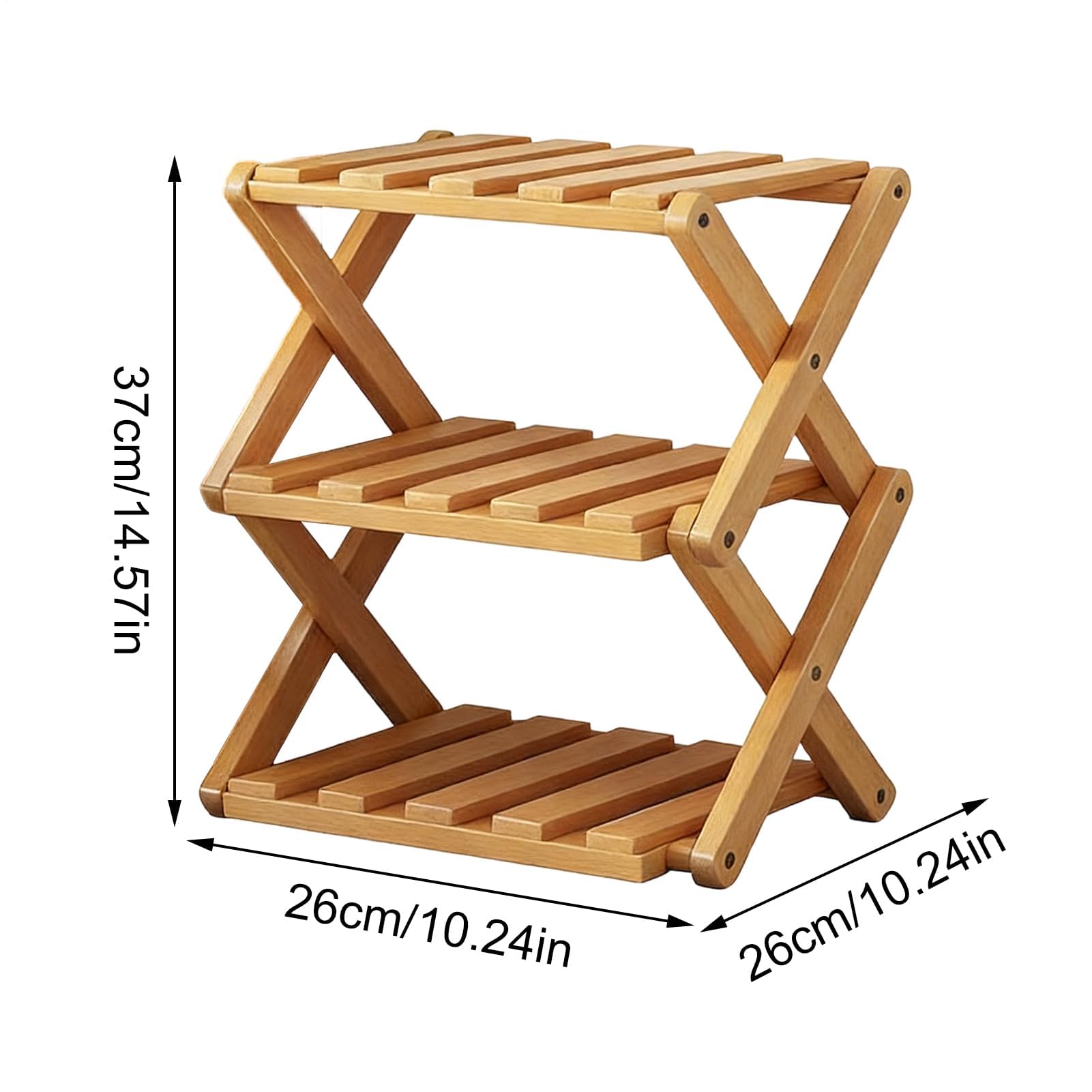 Scarpiera pieghevole in legno, 37 x 26 x 26 cm, salvaspazio, per scarpe, finitura opaca, per famiglie e studenti, ideale per interni ed esterni