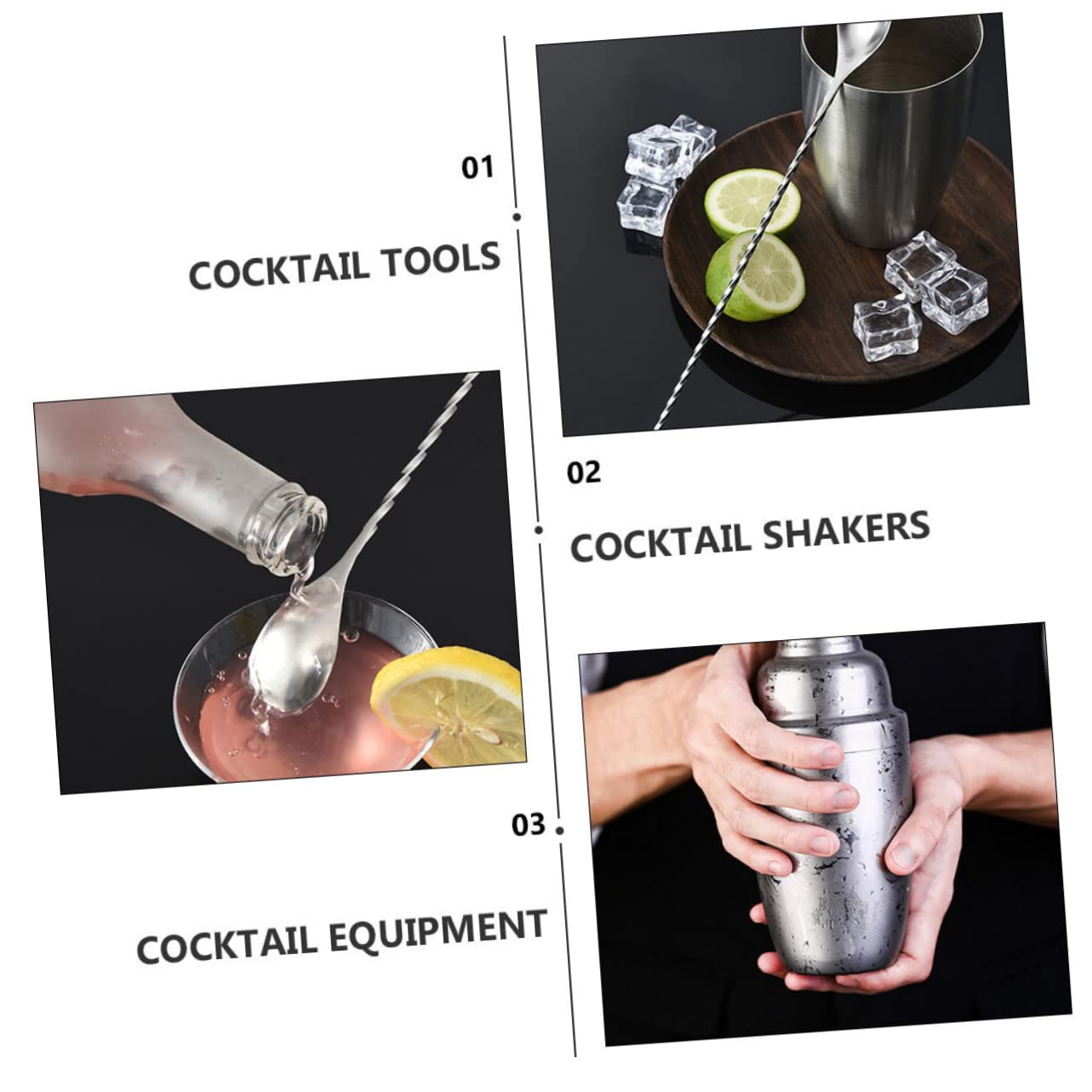 Alipis Set da Barman per Cocktail 13 Pezzi in Acciaio Inox, Shaker 550ml Supporto in Bambù, Portatile per Casa e Bar