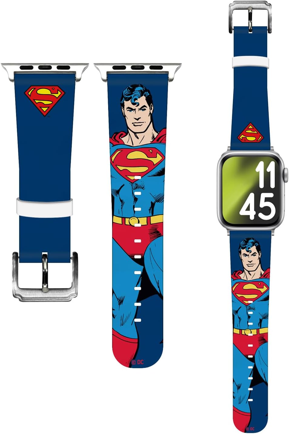 Head Case Designs Officially Licensed Superman DC Comics Classic Logos and Character Genuine Leather Watch Strap Compatible with Apple Watch 38/40/41mm