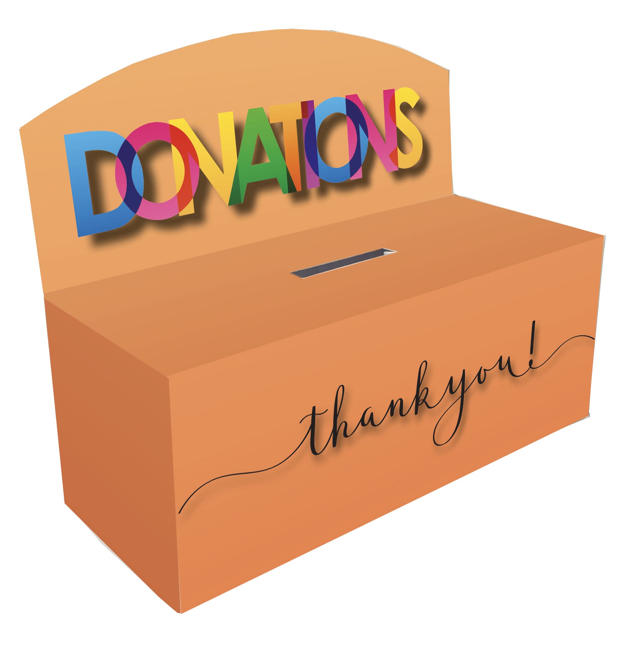 Printed Charity Collection Box - Donations (Orange) (Pack of 4)