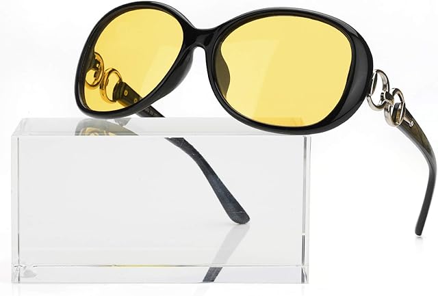 FIMILU Women Oversized Night-Driving Glasses Anti-Glare Polarized Night-Vision Glasses for Driving/Fog/Rainy