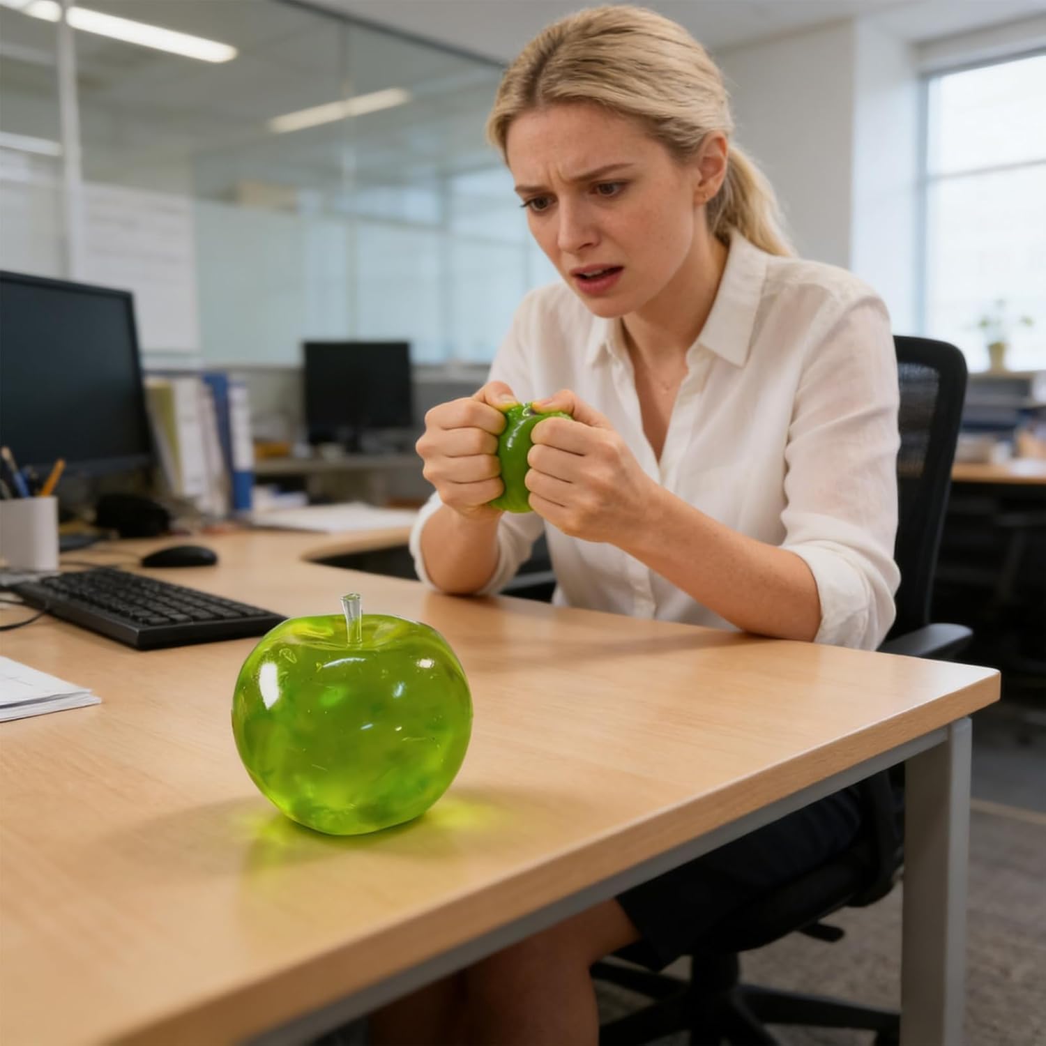 Stress Relief Toy Slow Rising Clear Green Fruit Ball, Soft Anxiety Relief Fidget Pinch Sensory Decompression Gift for Adults Kids Office Desk Decor Cyan (1)