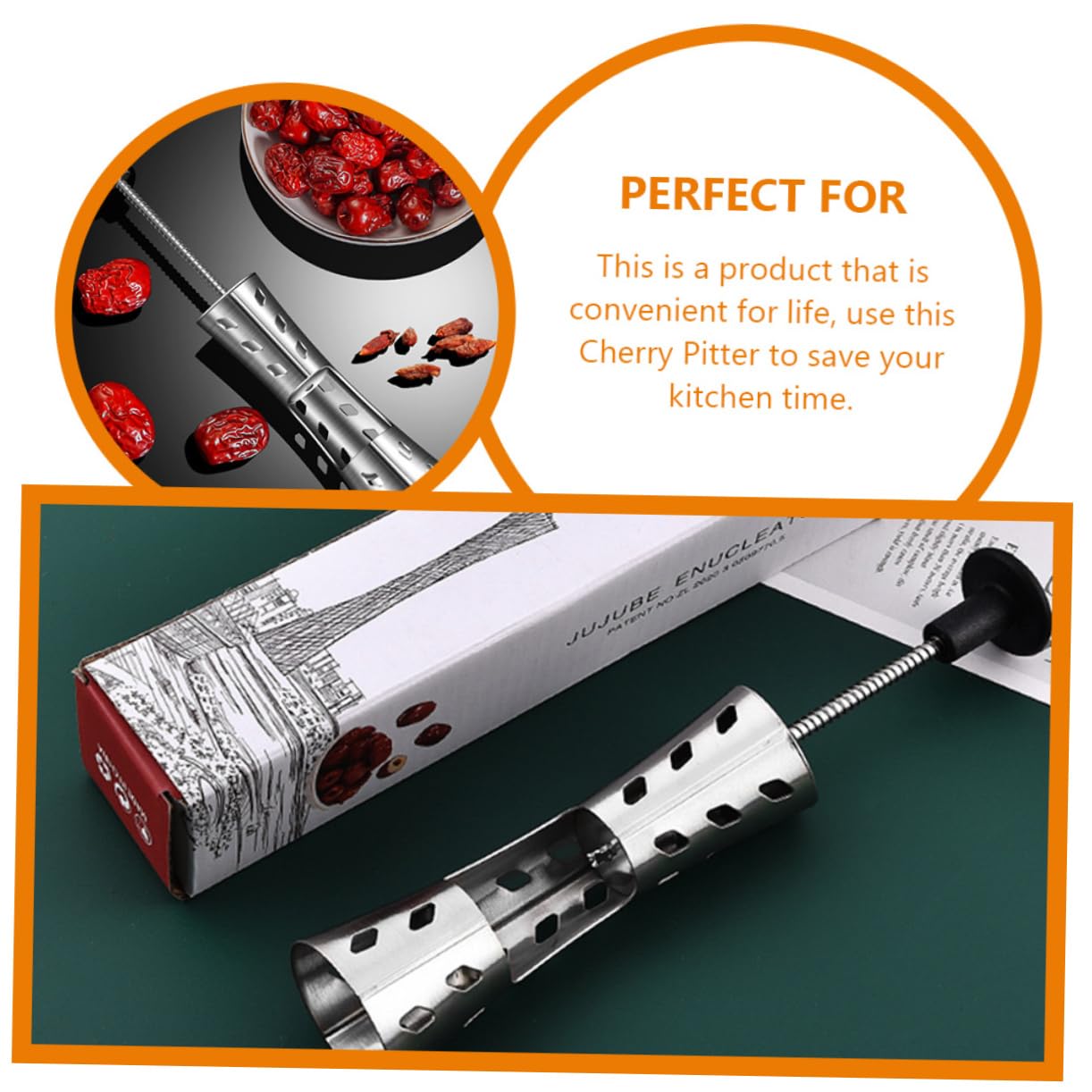 Cabilock Handheld Kitchen Cherry Core Pitter Compact Date Pitter Fruit Pit Remover