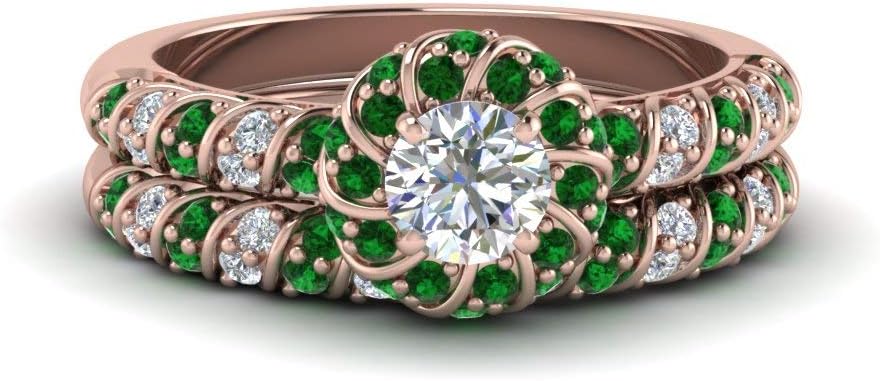 Choose Your Gemstone Twisted Rope Set Rose Gold Plated Round Shape Wedding Ring Sets Well Shaped for Any Gift Giving Occassion Modern Style Enchating Women US Size 4 to 12