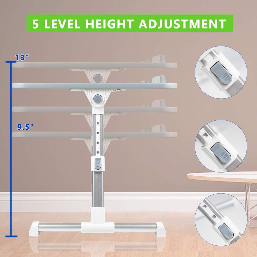 AMGUR Adjustable Laptop Desk for Bed Portable Standing Table with Foldable Legs Height Adjustable Lap Desk for Bed, Sofa, Floor Folding Tray Stand for Computer, Home Work, Writing, and Eating