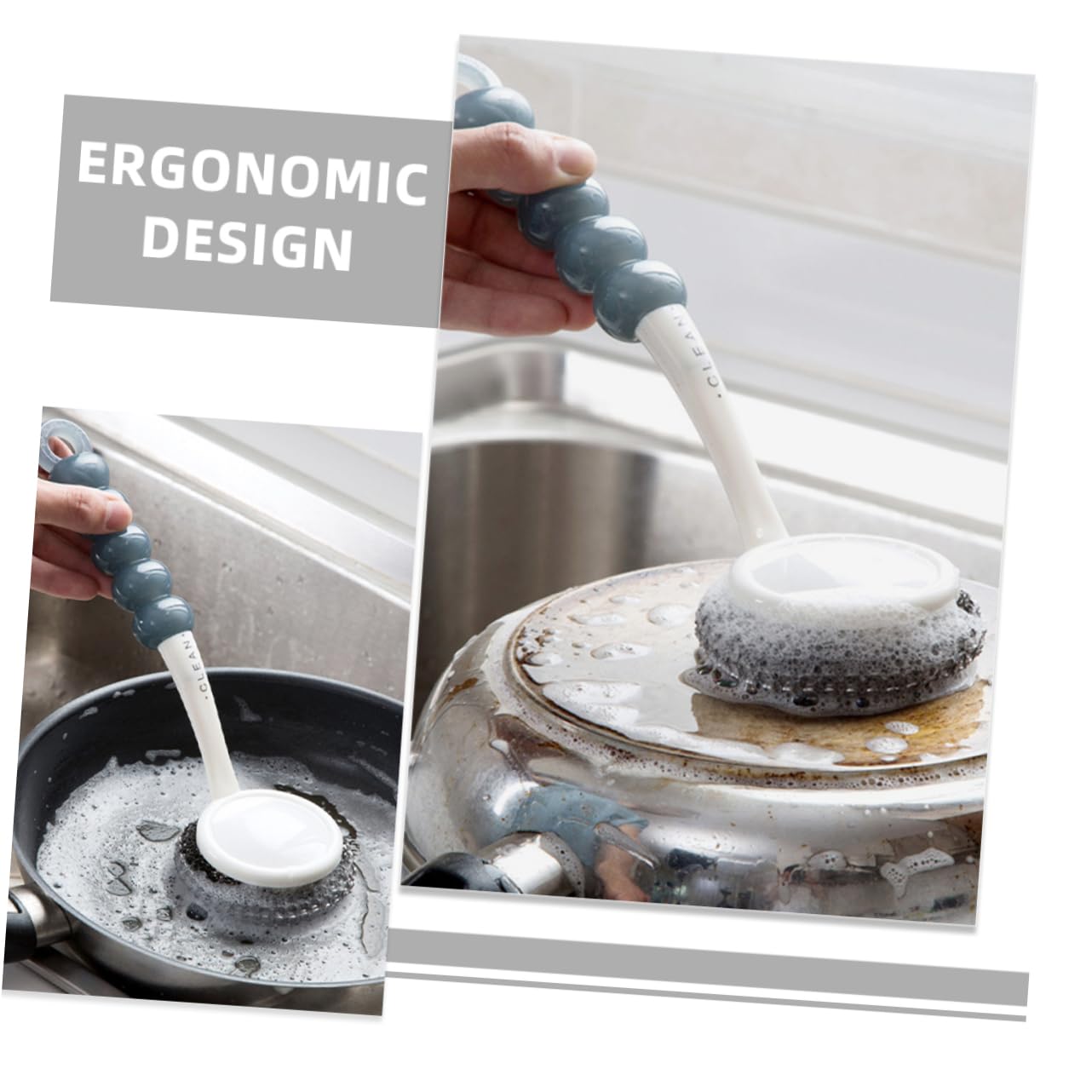 IWOWHERO Kitchen Scrub Brush for Dishes Heavy Duty for Pots Pans Baking Sturdy and Durable Dish Brush for Tough Grease Removal