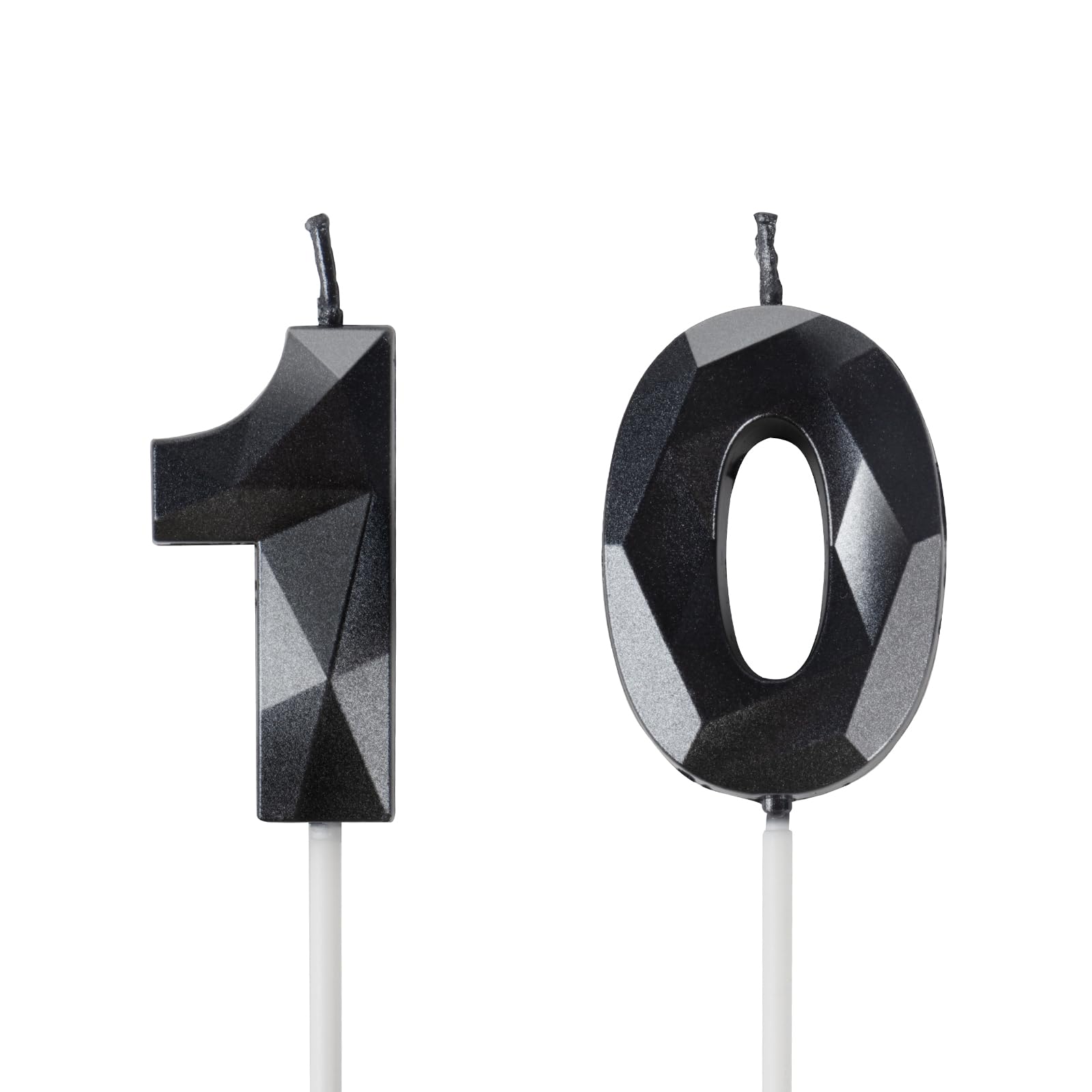 Number 10 Candles,10th Birthday Candles,Black Happy Birthday Candle for Cake,3D Design Cake Topper Decorations for Boy Men Pet Birthday Party Wedding